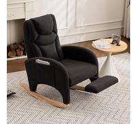 SUKY Mecedora, sillón relax, capacidad de carga de 110 kg, silla de salón con reposabrazos, mecedora acolchada, silla acento para dormitorio, tela de peluche blanca (gris oscuro)