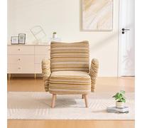 SUKY Sillón moderno, tejido con estampado de círculos, con bolsillo lateral, patas de madera maciza, cómodo sillón de lectura, salón, dormitorio, oficina, 77 x 81 x 87 cm (amarillo mostaza)