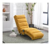 SUKY Sillón reclinable con soporte de cuerpo entero, moderno, fijo, bolsillos laterales, para oficina, salón, dormitorio, lino, color amarillo mostaza