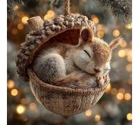 Sulaicai 3D Forest Animal Acorn Ornaments, Pine Cone Animals Decor for Xmas Tree, Woodland Creature DIY Craft Hanging Ornament for Animal Lovers