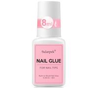 Sularpek 1 * 8g Pegamento uñas Postizas, Pegamento de Uñas con Pincel, Pegamento Tips uñas Profesional, Súper Adhesivo Para Uñas Acrílicas, para Uso Profesional, de Salón y en Casa