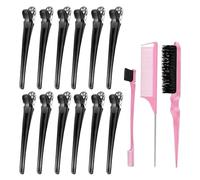 Sularpek 12 Pinzas Pelo + 3 Peines, Kit de Estilismo de Salón, Pinzas Peluquería, Pinzas Pelo Mujer, Duckbill, para Cabello Húmedo o Seco, Multifunción, para Todos los Tipos de Cabello, Adultos Unisex