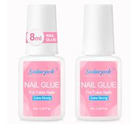 Sularpek 2 * 8ML Pegamento de Uñas Extra Fuerte con Punta Del Cepillo, Pegamento para Reparar uñas Postizas, Pegamento Tips Uñas Profesional, para Uñas Postizas, Reparación de Uñas Rotas