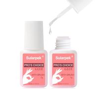 Sularpek 2 Pcs 7ML Pegamento Uñas Postizas, Pegamento de Uñas con Pincel, pegamento tips uñas profesional, Pegamento de Uñas Extra Fuerte, Reparación de Uñas Rotas