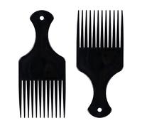 Sularpek 2 Piezas Peine Afro, Peine Afro Grueso Comb, Peine de Pelo Rizado Plástico, Estilo de Cabello Rizado Natural Peine, Peine de Peinado Afro Comb para Hombres Mujeres (Negro)