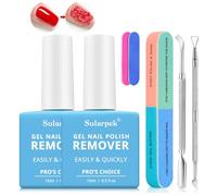 Sularpek 2Piezas 15ml Removedor Esmalte Semipermanente, Quitaesmalte Semipermanente, Removedor de Uñas de Gel, con Empujador de Cutícula y Lima de Uñas, Elimina Rápida El Esmalte de Uñas en 3-5 Minuto