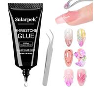 Sularpek Pegamento para Strass de Uñas 30g, Gel para piedras de uñas, Gel Súper adhesivo para decoraciones 3D, Nail Art Pegamento Para Diamantes, Pegamento UV/LED para nail art para Gemas y Crista