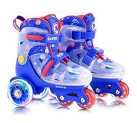 SULIFEEL Patines de ruedas ajustables para niños para niñas y niños, diversión iluminada luz flash ruedas de tres puntos tipo equilibrio adecuado para principiantes patinaje interior