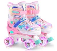 SULIFEEL Patines de ruedas para niñas y niños con ruedas luminosas, ajustables en 4 tamaños para niños pequeños y principiantes