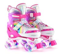 SULIFEEL Rainbow Unicorn- Patines ajustables con diseño de unicornio arcoíris, para niños y niñas, con ruedas luminosas