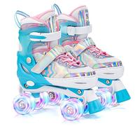 SULIFEEL Rainbow Unicorn- Patines ajustables con diseño de unicornio arcoíris, para niños y niñas, con ruedas luminosas