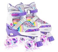 Sulifeel Rainbow Unicorn Ruedas Patines Roller con Luces Ajustables para Niñas y Niños