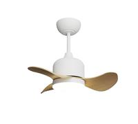 Sulion - Ventilador de Techo de Aspas LILY - Cuerpo de Metal en Color Blanco Mate - 3 Palas de Madera - Flujo de Aire Amplio - Con Luz Secundaria RGB y Altavoz Oculto - Control Remoto