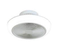 Sulion - Ventilador de Techo UFO SLM - Motor DC, Luz LED 44W Regulable, 6 Velocidades, 4400lm, Función Memoria, Silencioso, Palas Blancas Ocultas, Diseño Compacto, Blanco Mate