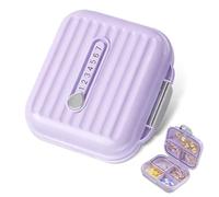 SULIUDAJI 1 Pieza Mini Pastillero de Viaje - 7 Compartimentos Portátil para Purse o Bolsillo - Recipiente para Vitaminas y Medicinas (Color Púrpura)
