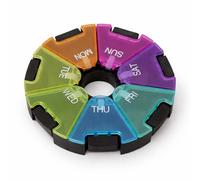 SULIUDAJI 1 Pieza Pastillero Semanal, Pastillero Diario 7 Dias,con 7 Compartimentos, Organizador de Pastillas para Viaje,para Vitaminas, Suplementos y Medicamentos(Multicolor)