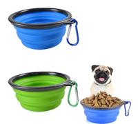 SULIUDAJI 2 cuencos plegables para perros de silicona con tapa y gancho (350 ml) adecuado para gatos y perros en viajes, senderismo y camping cuenco plegable perro