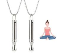 SULIUDAJI 2 Piezas Collar De Alivio Del Estrés, Collar De Meditación Respiración, Alivio De La Ansiedad, Colgante Para Ejercicios De Respiración, Regalos De San Valentín Para Hombres Y Mujeres, Acero