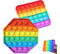 SULIUDAJI 2 Piezas Push and Pop Bubble Fidget Toy, Juguete Antiestres Educativo para aliviar el estrés, Necesidades Especiales silenciosas Aula para niños (Rainbow)