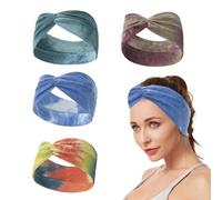 SULIUDAJI 4 Piezas Cinta Pelo Mujer, Diadema Teñida Anudada, Diademas Pelo Mujer Cintas De Pelo Elásticas Anchas Con Nudo Aire Libre Banda Diademas De Mujer De Nudo Para Deportes, Correr, Yoga