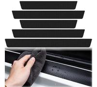 SULIUDAJI 5pcs Universal Protector Parachoques Coche Fibra de Carbono Umbral del Coche,Frente Cubierta de Parachoques Puerta,Fibra de Carbono Adhesiva Placa,Accesorios de Protección para SUV