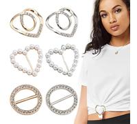 SULIUDAJI 6 Piezas Hebillas De Anillos Para Mujer, Clip De Bufanda De Diamantes De Imitación Clips, De Camiseta Elegante Hebilla Clips De Bufanda Camisa Simplista Corbatas Clips Broche