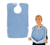 SULIUDAJI Baberos de tela de rizo para adultos, unisex, absorbentes en la parte delantera, impermeables en la parte posterior, fáciles de limpiar con recogedor de migas, color marrón