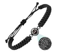 SULIUDAJI Pulsera Pareja, Pulsera Con 100 te amo proyecciones de lenguaje Personalizada Regalos Personalizados Pulseras Personalizadas Pulseras Para Parejas (Black,One size)