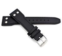 Sulla Correa de piel para hombre, estilo aviador IW, Negro , 20mm, Retro Vintage