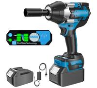 Sulobom Llave de impacto a bateria 1800 N·m, Pistola de Impacto Bateria Brushless con 3.0AH Baterías,3 velocidades + luz LED, Llave de Impacto Inalámbrica para Coche Hogar (1*Batería)