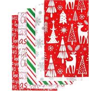 SULOLI 20PCS Papel de seda para Navidad，100 hojas de Embalaje de Regalo，Papel Encerado Navidad，Ideal para , Decoración de Paquetes y Manualidades Navideñas (5 Diseños ）