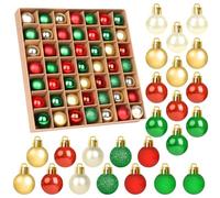 SULOLI 49PCS Bolas de Navidad de 3cm，Conjunto de Bolas de Navidad，Hermosa Bola de Árbol de Navida,Bolas Navideñas de Plástico para Decoración del Banquete de Boda，Cumpleaños,Hogar(Dorado,Rojo y Verde)
