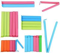 SULOLI Clips de sellado de plástico para bolsas de alimentos y aperitivos, 27 clips de bolsa, sellador de abrazadera de mantenimiento fresco en varios tamaños y colores