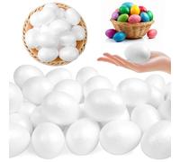 Suloli - Lote de 25 huevos de Pascua de plástico, 6 cm, huevos de Pascua para colgar huevos de poliestireno, decoración de fiesta de Pascua para niños DIY Crafts