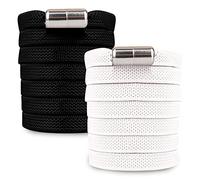 SULPO 2 Pares Cordones elásticos de goma sin atar, planos, con cierre de rosca