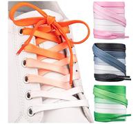 SULPO 2 pares de cordones de dos colores, cordones de poliéster resistentes al desgarro para zapatillas de deporte, longitud 75-180 cm, Naranja - Blanco, 120 cm 4stück