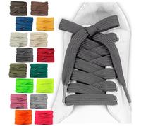 SULPO 2 pares de cordones planos - 12 mm de ancho para zapatos - 60 - 200 cm - Lavable y resistente al desgarro de poliéster - 18 colores, gris oscuro, 120cm - 2 Paare