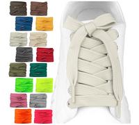 SULPO 2 pares de cordones planos - 12 mm de ancho para zapatos - 60 - 200 cm - Lavable y resistente al desgarro de poliéster - 18 colores, beige, 200cm - 2 Paare