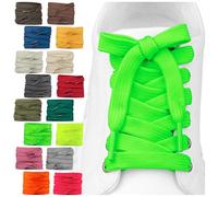 SULPO 2 pares de cordones planos - 12 mm de ancho para zapatos - 60 - 200 cm - Lavable y resistente al desgarro de poliéster - 18 colores, verde menta, 120cm - 2 Paare