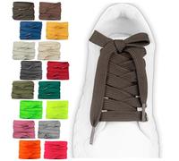 SULPO 2 pares de cordones planos - 12 mm de ancho para zapatos - 60 - 200 cm - Lavable y resistente al desgarro de poliéster - 18 colores, marrón oscuro, 90cm - 2 Paare