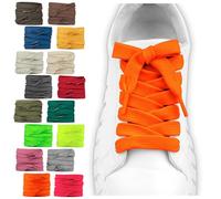 SULPO 2 pares de cordones planos - 12 mm de ancho para zapatos - 60 - 200 cm - Lavable y resistente al desgarro de poliéster - 18 colores, naranja, 150cm - 2 Paare