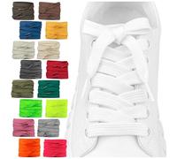SULPO 2 pares de cordones planos - 12 mm de ancho para zapatos - 60 - 200 cm - Lavable y resistente al desgarro de poliéster - 18 colores, Blanco, 120cm - 2 Paare