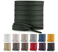 SULPO 2 pares de cordones planos de algodón para zapatos, 60 - 200 cm de largo, 10 mm de ancho, cordones planos, verde oliva, 200 cm