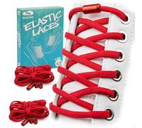 SULPO 2 pares de cordones redondos sin atar - Cordones de cierre rápido - Cordones de goma con cápsulas de metal - Cordones elásticos para adultos y niños - Cordones para zapatos sin atar, rojo,