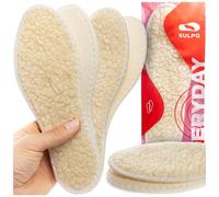 SULPO 2 Pares Plantillas de Invierno - Suaves y Cálidas Plantillas de Lana de Oveja - Forros Gruesos de Aislamiento Térmico, Ribeteado Reforzado - Tallas: 36-47