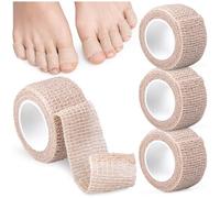 SULPO 4 rollos de vendaje autoadhesivo para dedos de 2,5 cm x 4,5 m, color beis, resistente al agua, para adultos, atletas y bricolaje