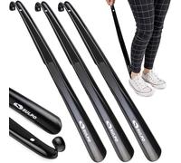 SULPO Calzador largo de plástico - Calzador largo con agujero para colgar - Cuerno robusto de plástico - Calzador - 58 cm/Negro / 3 unidades