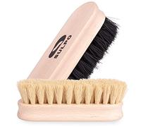 SULPO Cepillo para Limpieza - 12 Centímetros - Juego de Cepillos de cerdas Suaves - Cepillo pulidor - Juego de cepillos para Zapatos Abrigos Sofá Zapatillas de casa 2 Piezas - Color Natural y Negro