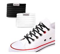 SULPO Cordones elasticos con cierre rápido de metal - Cordones elasticos zapatillas deporte - Cordones silicona sin atar para niños y adultos - Cordones converse - Cordones redondos sin nudo