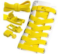 SULPO Cordones elásticos sin atar, 100 cm de largo, cierre rápido de goma plana, sin cordones, amarillo, talla única